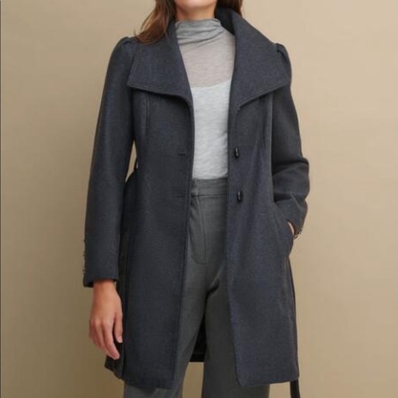 Guess Funnel Collar Wool Trench Coat - Picture 4 of 10